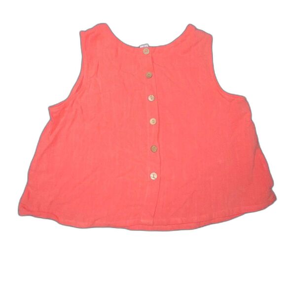 Anrabess Coral Sleeveless Resortwear Linen Blend Button-Back Tank Top- Women’s M - Picture 2 of 10